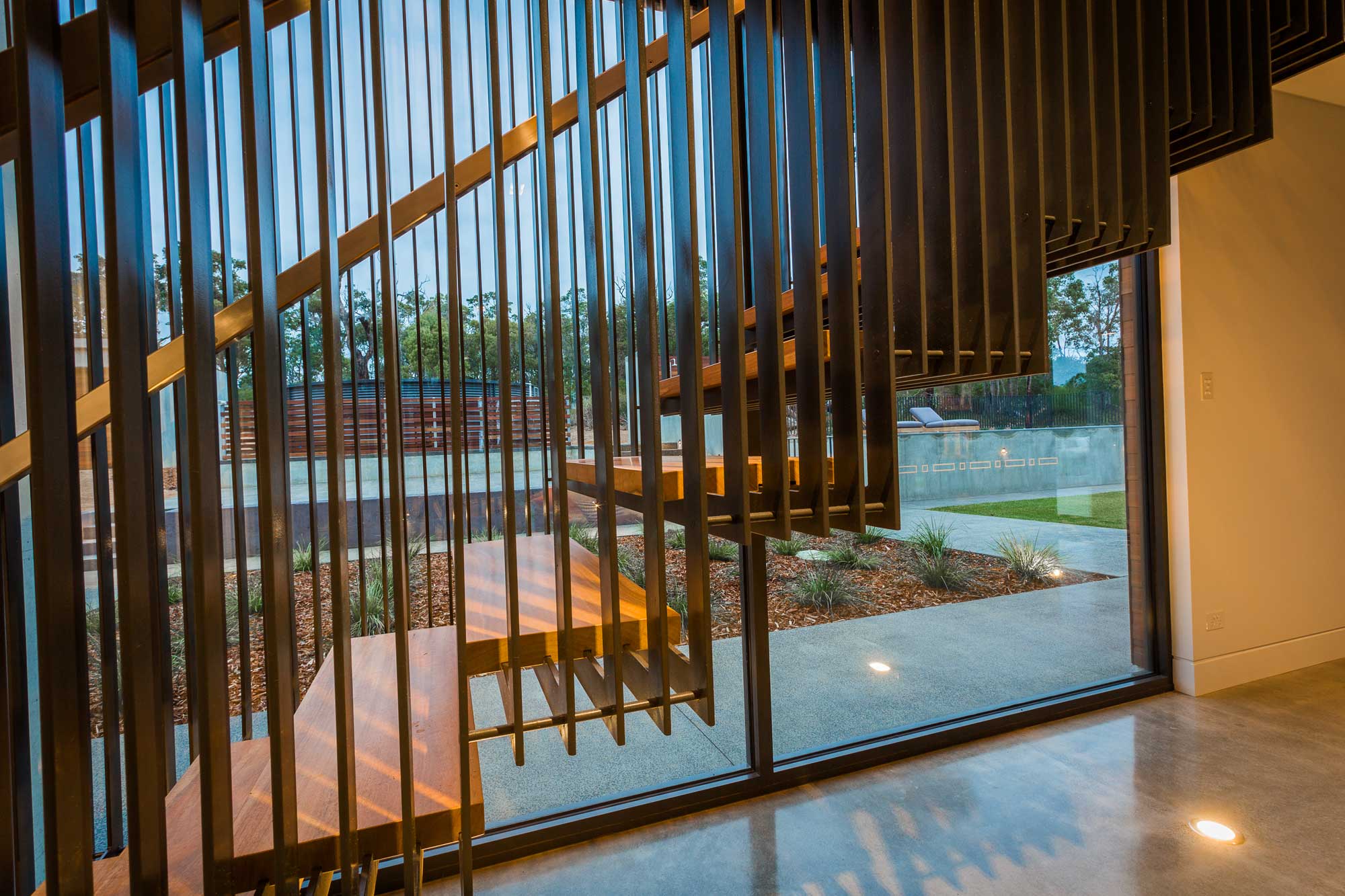 suspended steel staircase