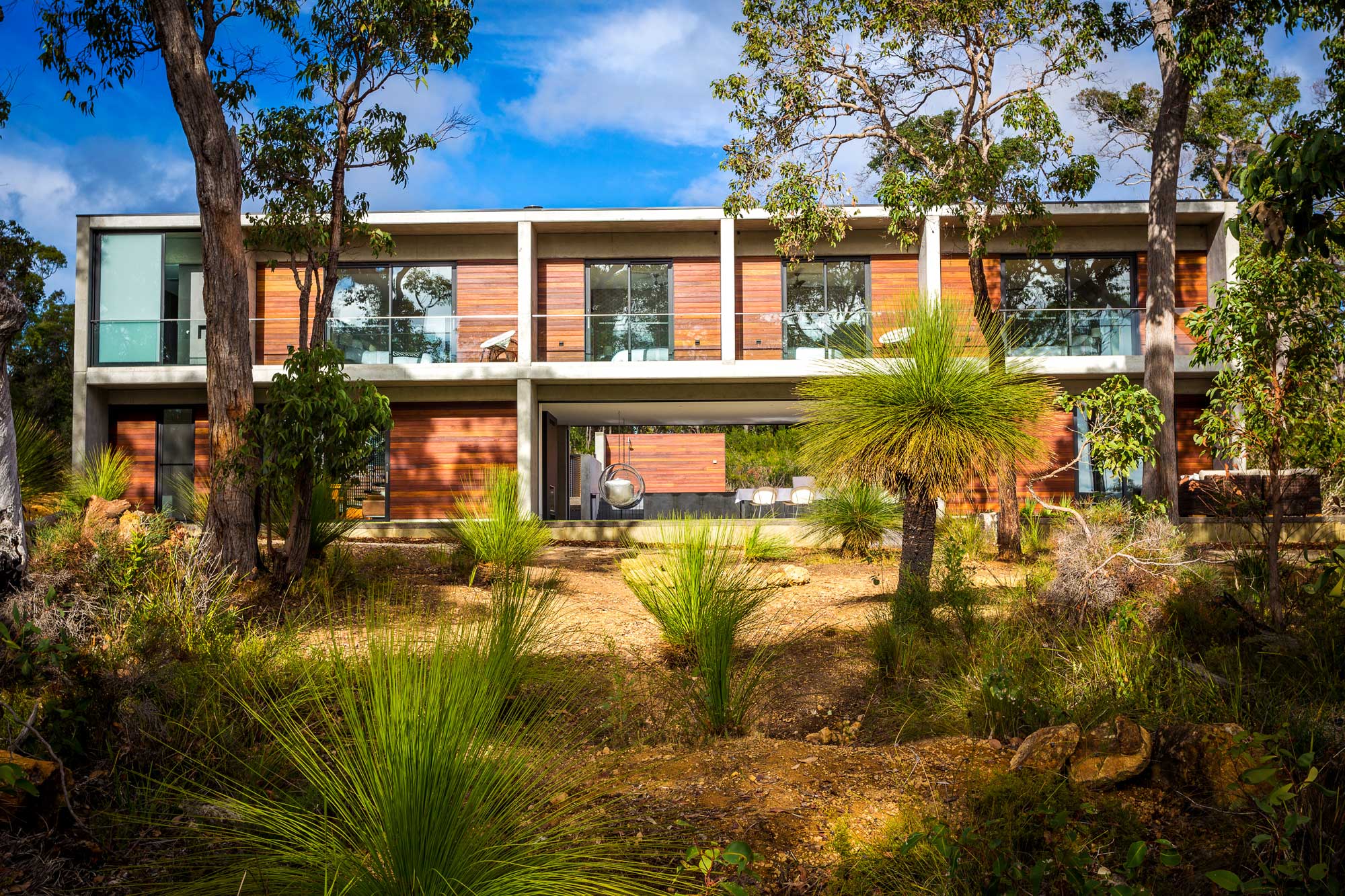 concrete house and lap pool