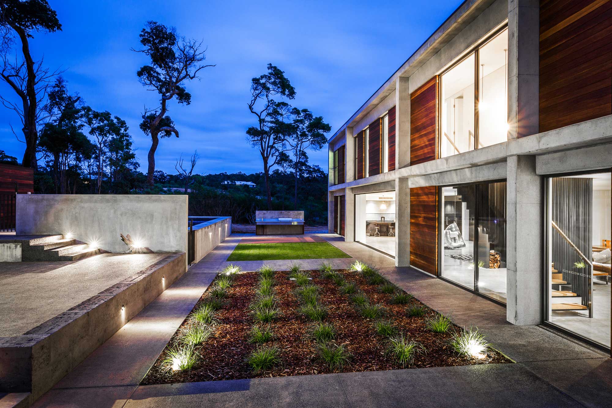 concrete house, outdoor living
